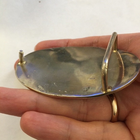 Abalone shell inlay silver tone belt buckle - Picture 3 of 7